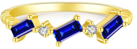 Whoiy Verlobungsring Gelbgold Tansanit Echt Gold 585, Damen Hochzeit Ringe Zierlich Ehering für Frauen Gr. 47 (15.0)