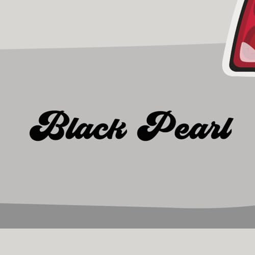 Aufkleber - Black Pearl Retro Schrift 80er - Sticker, Folienaukleber für Auto, Motorrad, Fahrrad, Laptop, LKW (20x3cm | Weiß)