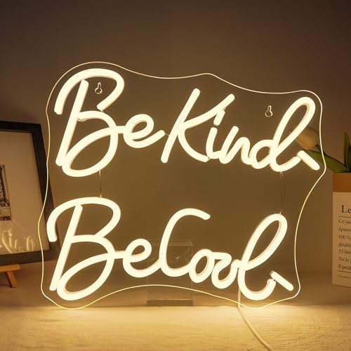 ineonlife Be Kind Be Cool Neon Schild, Dimmbare LED Neonlichter für Wand Dekor Warmweiße Neon Leuchtschilder für Schlafzimmer Klassenzimmer Buchhandlung Bibliothek Museum Arbeitszimmer Mann Höhle
