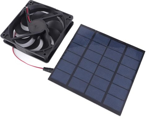 Qukaim Kennel - Ventilatore a pannello solare da 5 W, ecologico, portatile, a basso rumore, ad alimentazione solare, per casa degli animali domestici, pollaio, casa sull'albero, canile, design