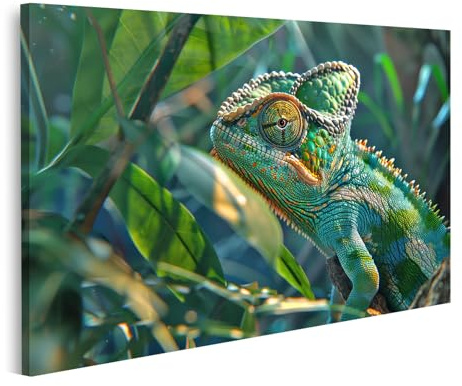 islandburner Bild auf Leinwand Farbenpracht Chamäleon im Dschungellicht Bilder Wandbilder Poster