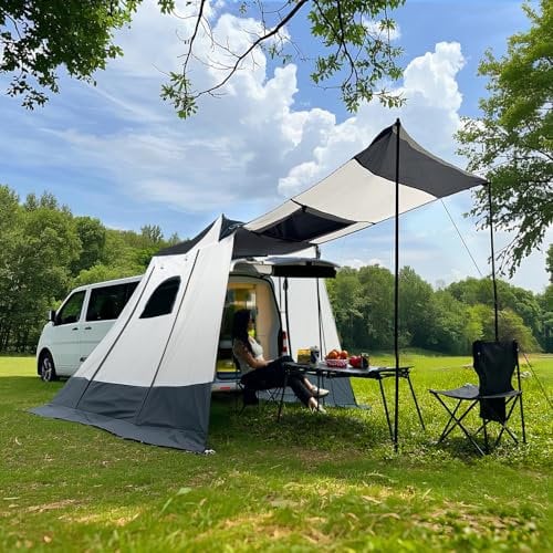 Carpa Trasera Coche 200x200x205 cm, Tienda para Maletero Coche VW T5 T6, Tienda de Campaña para Maletero de Coche para 2-3 Personas, Impermeable hasta 3000 mm, Accesorio de Camping para T5 T6.