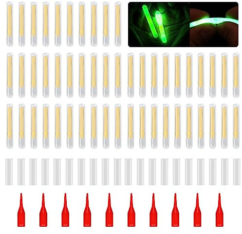 NONGYU 50 Stück Angel-Leuchtstäbe, fluoreszierende Leuchtstäbe mit Stangenspitze, Nachtangeln, Angelzubehör