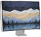 kwmobile Dust Cover for 31-32 monitor - Linen Monitor Protector with Design - Starry Night Lake White/Light Brown/Dark Blue
