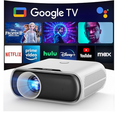 4K Projector with GoogIe TV, Goiaey 2000 ANSI Projector with WiFi and Bluetooth, Built-in Official Apps, GoogIe Voice, DoIby Audio, HDMI ARC CEC Native 1080P Movie Projector