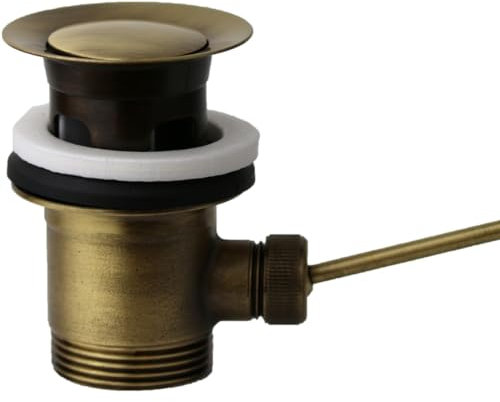 Schläfer 40510110 | Bonde lavabo universelle 1 1/4″ avec tirette | Garniture de vidage en laiton Bornze pour vasques avec trop-plein | Filtre anti-cheveux amovible | Montage sans outil rapide