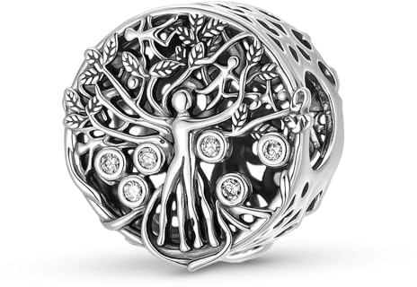 ZUOHUI Perline con ciondolo a forma di albero della vita in argento Sterling S925 da donna, compatibili con bracciali e collane Pandora, Biagi, Troll e Chamilia.