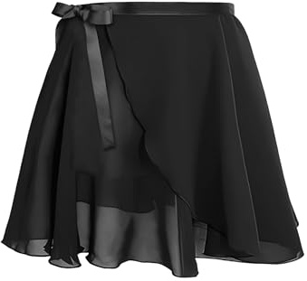 YZDMDM Damen Ballettrock Wickelrock Verstellbare Taille Chiffon Tanz Rock | Dehnbarem Leichter Tanzrock Fließender Frauen Kurzer Wickelrock für Bühne Gymnastik und Eiskunstlauf Schnür Tanzkostüm