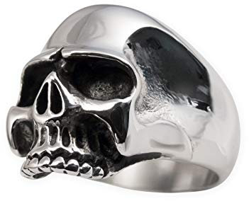 Fly Style Totenkopf Ring Aus 316L Edelstahl - Skull Gothic Schmuck, Größe: 22.0 mm