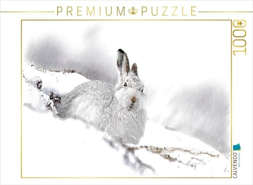 CALVENDO Puzzle Schneehase im Winterfell | 1000 Teile Lege-Größe 64 x 48 cm Foto-Puzzle für glückliche Stunden