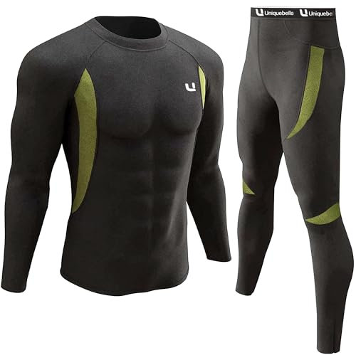 UNIQUEBELLA Tuta Sci Termica Intimo Termico Manica Lunga Maglietta Termica + Pantaloni Lunghi Termici, Sport Invernali, Set Termico Uomo
