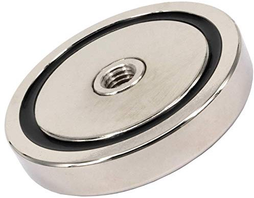 Neodym Magnet mit Gewinde Bohrung - Extra Starke Topfmagnete D 67 mm - 135 KG Zugkraft - Flachgreifer Rund mit M10 Gewindebohrung Innengewinde [1 Stück]