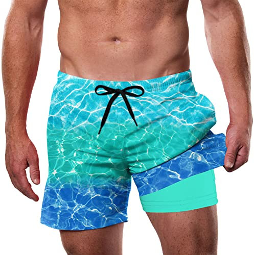 Dancinova Short de Bain Homme étanche Séchage Rapide de Couleur Dégradée Board Short Doublure de Compression