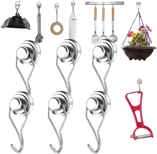 BAOSROY Ganci Magnetici,Potenti Neodimio Magnetini con Gancio,Gancio Girevole,Gancio Magnetico,Neodimio Ganci Magnetici,Ganci Magnetici Extra Forti,Ganci Magnetici Forti,Ganci Frigorifero (2)