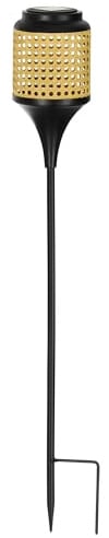 EGLO Solar Gartenfackel Z_Solar, Gartenlampe Boho mit Erdspieß | Solarlampe für außen, Outdoor LED Lampe Garten, Metall in Schwarz, Braun, warmweiß, IP44