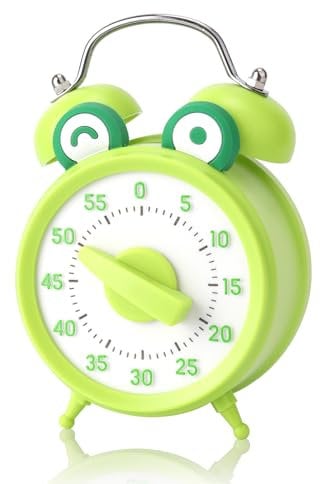 Vspek Minuteur de Compte à Rebours 55 Minutes, Visuel pour Classe et Cuisine, Mécanique Sans Piles - Forme d'Horloge (Grenouille)
