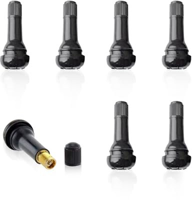 COACOM Lot de 7 valves de pneu en caoutchouc noir - Valve de voiture - Valve de pneu sous vide - Valve en caoutchouc à clipser - Convient pour la plupart des voitures
