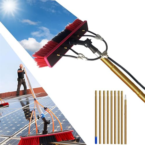 Ddasam Wassergespeiste Teleskopbürste, 3-15m Teleskop reinigungsbürste PV Anlage Reinigungsgerät, Telescopic Pole Waschbürste, Fensterreiniger für Sonnenkollektoren für Außenwände, Autos & Fenster
