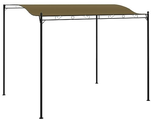 Keyroto Gazebo con tetto fisso, pergola, da giardino, stabile, 3 x 2,4 m, tortora, 180 g/m2
