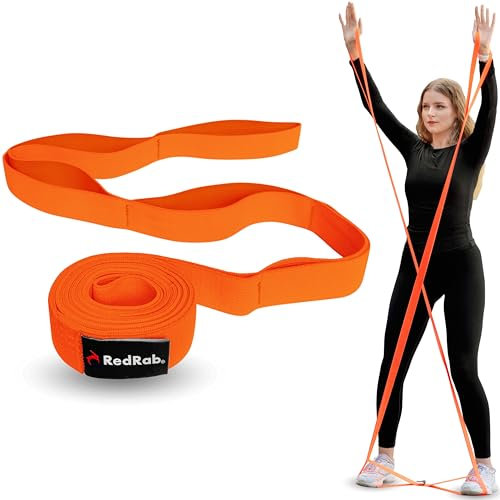 RED RAB Fitnessbänder Stoff - Gymnastikband mit Schlaufen - 245 cm lang - Resistance Bands & Widerstandsbänder Krafttraining - Fitnessband, Resistance Band, Widerstandsband Fitness, Gummiband Sport
