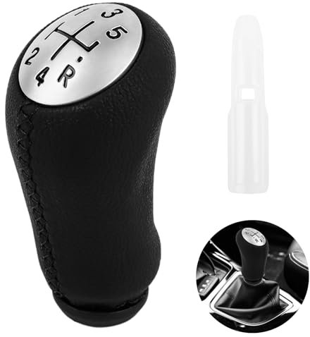 Auto Schaltknauf 5 Gang Schaltknauf Adapter, Schalthebel Auto, 5 Gang Schaltknauf Schalthebel, Kompatibel für RENAULT CLIO MK3 3 III MEGANE MK2 SCENIC MK2, Lever Gear Shifter Knob mit Adapter Schwarz