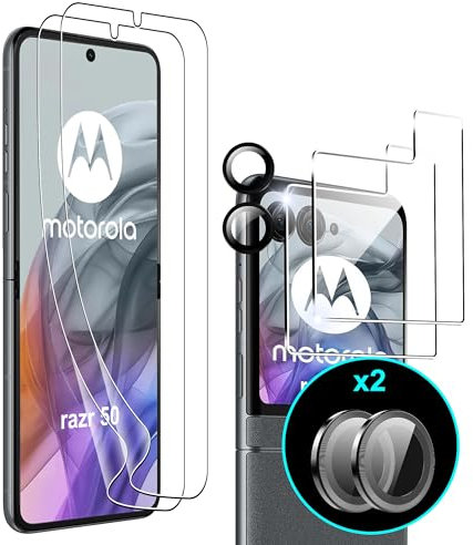 Heioloo [2+2+2 Pezzi Pellicola Protettiva per Motorola Razr 50 5G/Motorola Razr 60/Motorola Razr 50s, Pellicola Protettiva Morbida e Vetro Temperato Schermo Esterno, Senza Bolle, HD Anti-Graffio