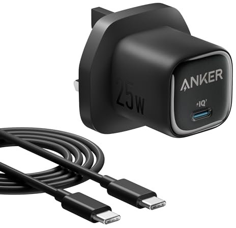 Anker 25W USB C Plug, Supports PPS Fast Charging for Samsung Galaxy S24/Z Fold/Z Flip/Tab, iPhone (5 ft USB C Cable Included)