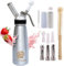 Professional Whipped Cream Dispenser-500ml Whipped Cream Maker With Silicone Grip-Heavy Duty Homemade Whipped Cream Dispenser-Whip Cream Canister With 6 Stainless Steel&Plastic Tips,2 Cleaning Brushes