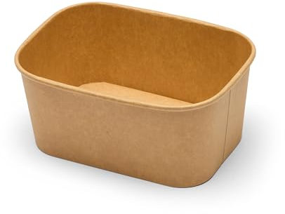 London Coffee Cups 100pcs X 1000ml Rectangular Kraft Paper Bowls with PP Lids - Takeaway Bowls for Hot/Cold Food - Leakproof Food Containers - Brown Cardboard Packaging Bowls (1000ml, Case of 100)