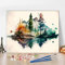 TISHIRON Tableau de couleur pour adultes - Aquarelle forêt de pins - Peinture à l'huile - Kit de tableau de couleur DIY pour adultes débutants - Peinture sur toile naturelle d'hiver pour adultes