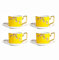 8-teiliges Porzellan-teeservice, kaffeetasse und untertasse, kaffeetassen-Set, Vintage-gelb, Cappuccino-tassen mit löffeln, 220 ml