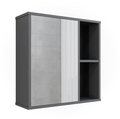 Vicco Badspiegelschrank Leano, Badezimmerspiegel, Anthrazit, 60 x 60 cm