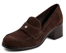 Tory Burch Women's Classic Heeled Loafers 55mm, Dark Cocoa, 7.5 UK