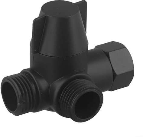 Springwillfly Válvula desviadora de ducha de 3 vías Adaptador en T G1/2 Salida Control de flujo de agua Mezclador de baño Divisor de grifo para lavabo de baño Instalación de cabezal de ducha (negro)
