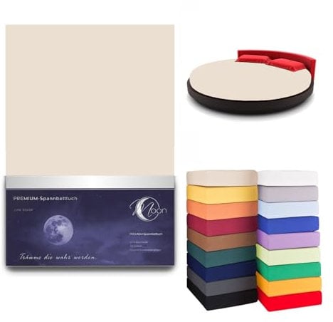 Moon Spannbettlaken RUND 245cm auch fürs Wasserbett 190g/m² Line Silver Spannbetttuch leinen