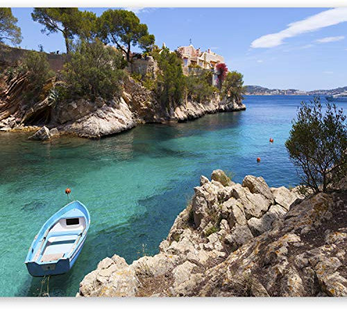 Wallpaper - Wall Mural Paradise 400x280 cm / 157.5 x 110.2 Non-Woven Premium Art Print Fleece Wall Mural Decoration Poster Picture Design Modern Nature Ocean Sea Boat Summer Italy c-B-0038-a-a