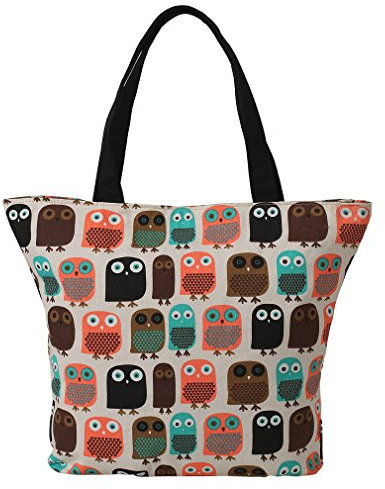 Très Chic Mailanda Eule Umhängetasche Handtasche Schultertasche Einkaufsbeutel Einkaufstasche Shopper Strandtasche 37.5x38cm (Eule)