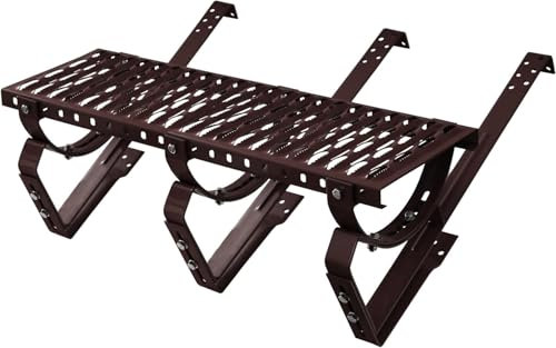 Komplett Laufrost 1500 mm für Schornsteinfeger Steigtritt für Dachziegel und Biberschwanzziegel zum Einhängen Dachtritt inkl. Montagematerial, 10 Farben (RAL 8017 - Braun)