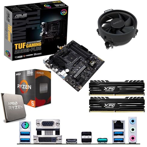 Components4All AMD Ryzen 5 5600G 3.9Ghz (Turbo 4.4Ghz) Six Core CPU with Radeon Vega Graphics, ASUS TUF GAMING A520M-PLUS Motherboard & 32GB 3000Mhz DDR4 RAM Pre-Built Bundle