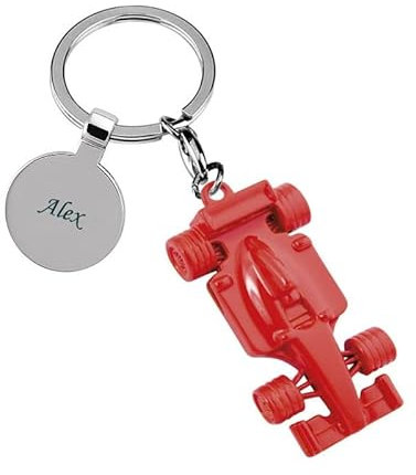 Amikado Formel 1 Schlüsselanhänger mit Namensgravur - Personalisiertes Geschenk - Vatertag - Geburtstag - Weihnachten - Valentinstag - Rot
