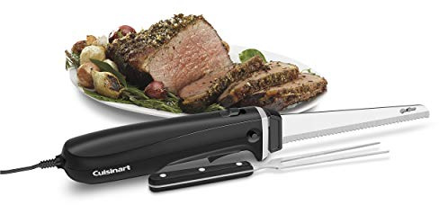 Cuisinart Electric Knife Set with Cutting Board, Electric Knife for Meat Slicing and Bread Slicing, Includes Bamboo Cutting Board for Kitchen and Serving Fork, CEK-41, Stainless Steel/Black