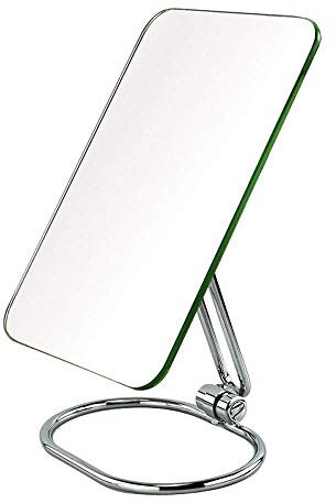 JXQ Miroir de maquillage HD unilatéral pliant grand miroir de bureau Miroir à pansement portable mural carré argent