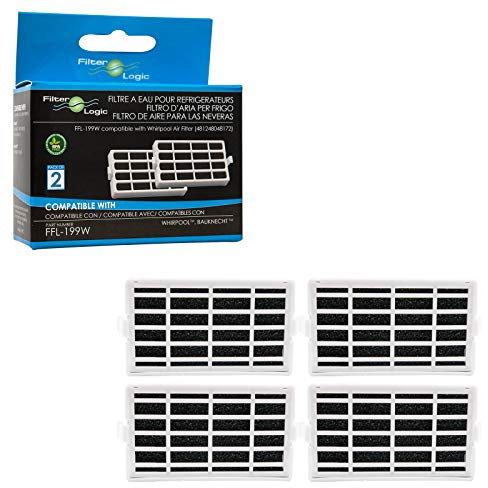 FilterLogic | Pacco da 4 - Filtro antibatterico compatibile con Whirlpool, Indesit, KitchenAid, Hotpoint frigorifero - sostituito Microban ANT001, ANT-001, ANTF-MIC Sistema di protezione aria