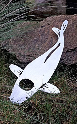 funkysteelart Deko Koi TANCHO Kohaku 50 cm aus Edelstahl geschliffen - gelasert