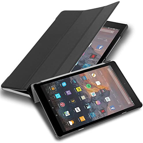 Cadorabo Hülle kompatibel mit Kindle FIRE HD 10 2017 (7. Gen.) Tablethülle mit Auto Wake Up aus Kunst Leder Klappbare Magnetische Cover Hülle für Kindle FIRE HD 10 2017 (7. Gen.) Tasche in Schwarz