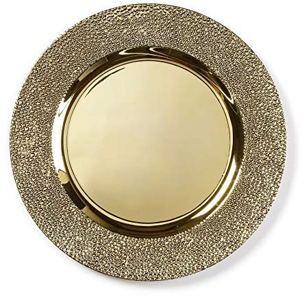 Inge-glas Dekoteller Silber Gold rot gestanzter Rand 33cm Kunststoff Dekoschale wählbar (Dekoteller Goldstruktur)