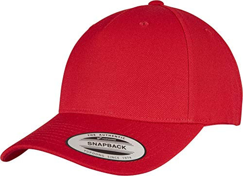 Flexfit Unisex 5789M-YP Classics 5-Panel Premium Curved Visor Snapback Cap Baseballkappe, red, one Size