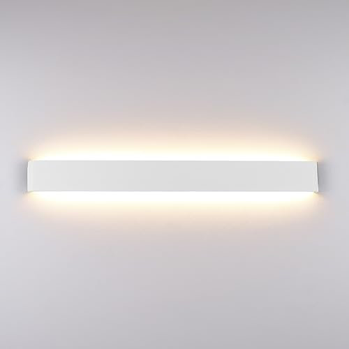 Klighten Wandleuchte LED Innen, 30W Moderne Wandbeleuchtung 91cm Up Down Wandlampe, LED Aluminium Wandstrahler für Schlafzimmer, Wohnzimmer, Treppen und Corridor, Warmweiß 3000k, Weiß