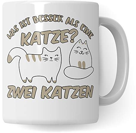 Katzenmama Tasse Geschenk, Zwei Katzen Spruch Becher Geschenkidee für Katzenliebhaber, Kaffeetasse mit Katzenmotiv lustig Kaffeebecher