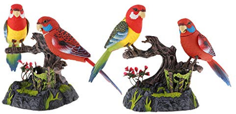 Perfeclan 2er Set Bewegungsmelder Vogel, Singende und Zwitschernder Vogel Figur Batterie Betrieben Spielzeug Tisch Deko